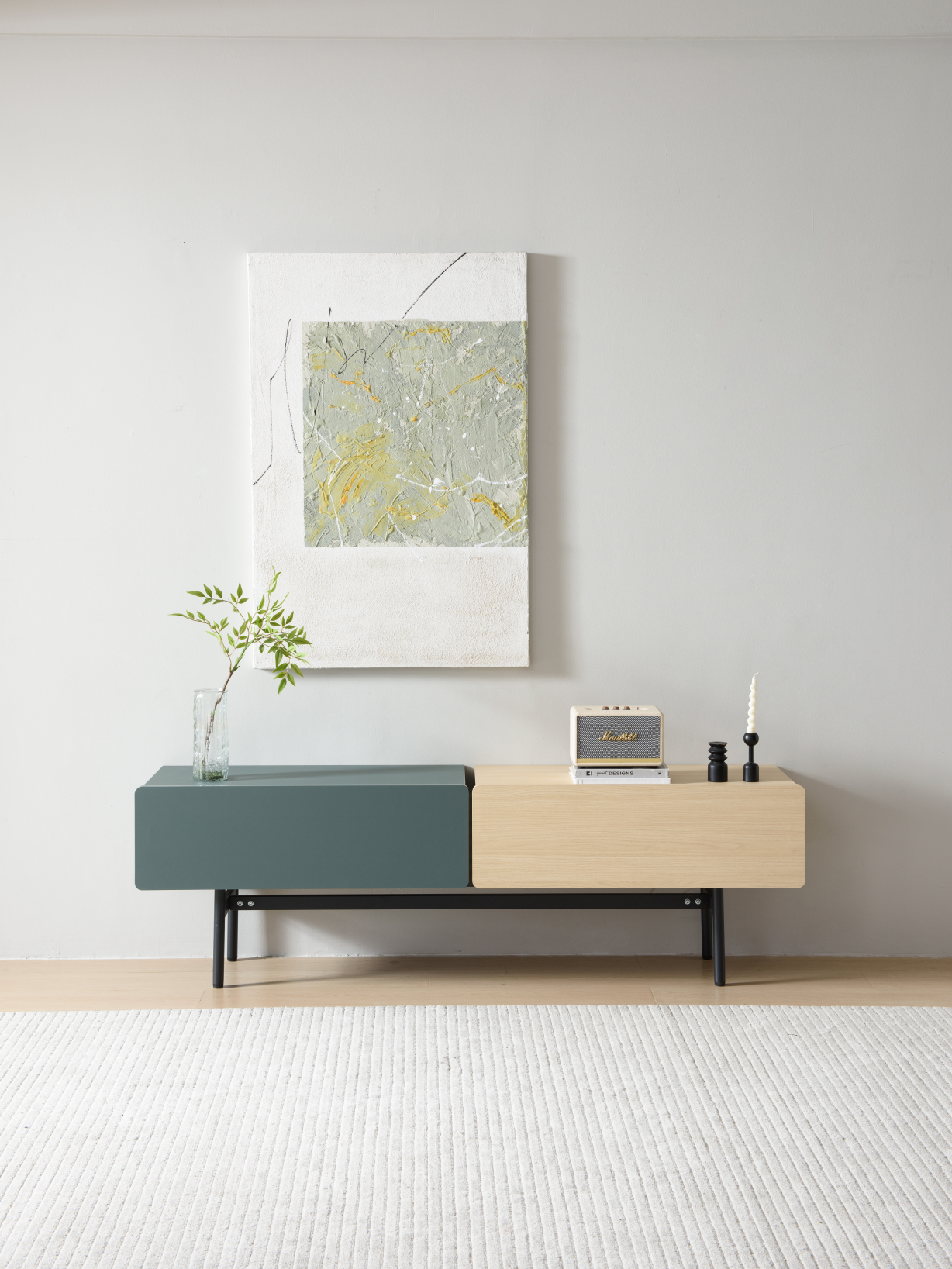 DuoFlat - Sideboard Storage unit - Moss Green / Oak