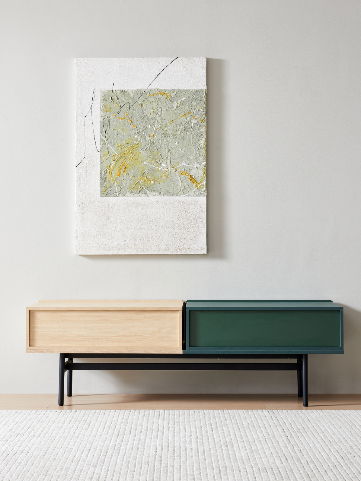 DuoFlat - Sideboard Storage unit - Moss Green / Oak