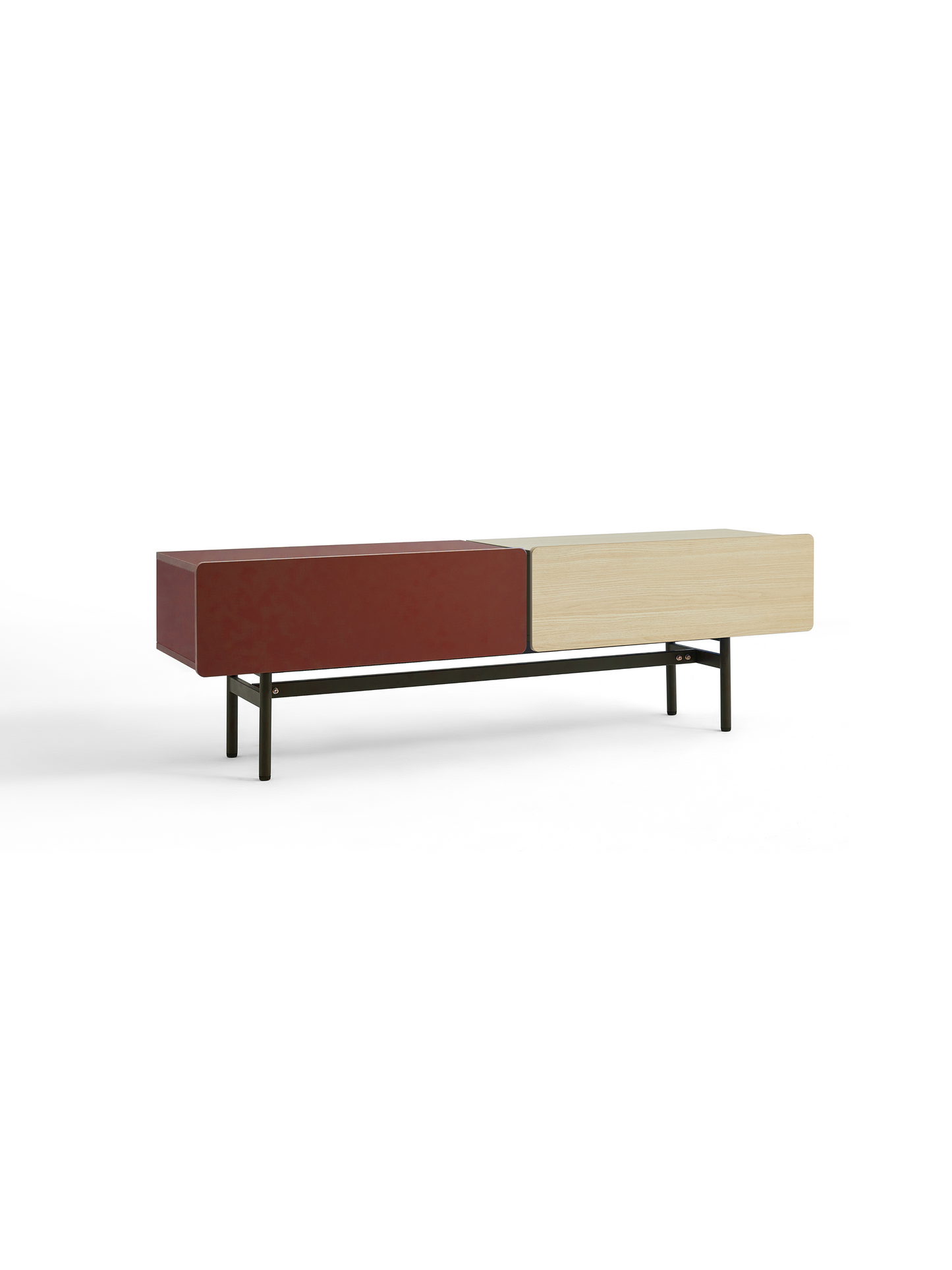 DuoFlat - Sideboard Storage unit - Wine Red / Oak