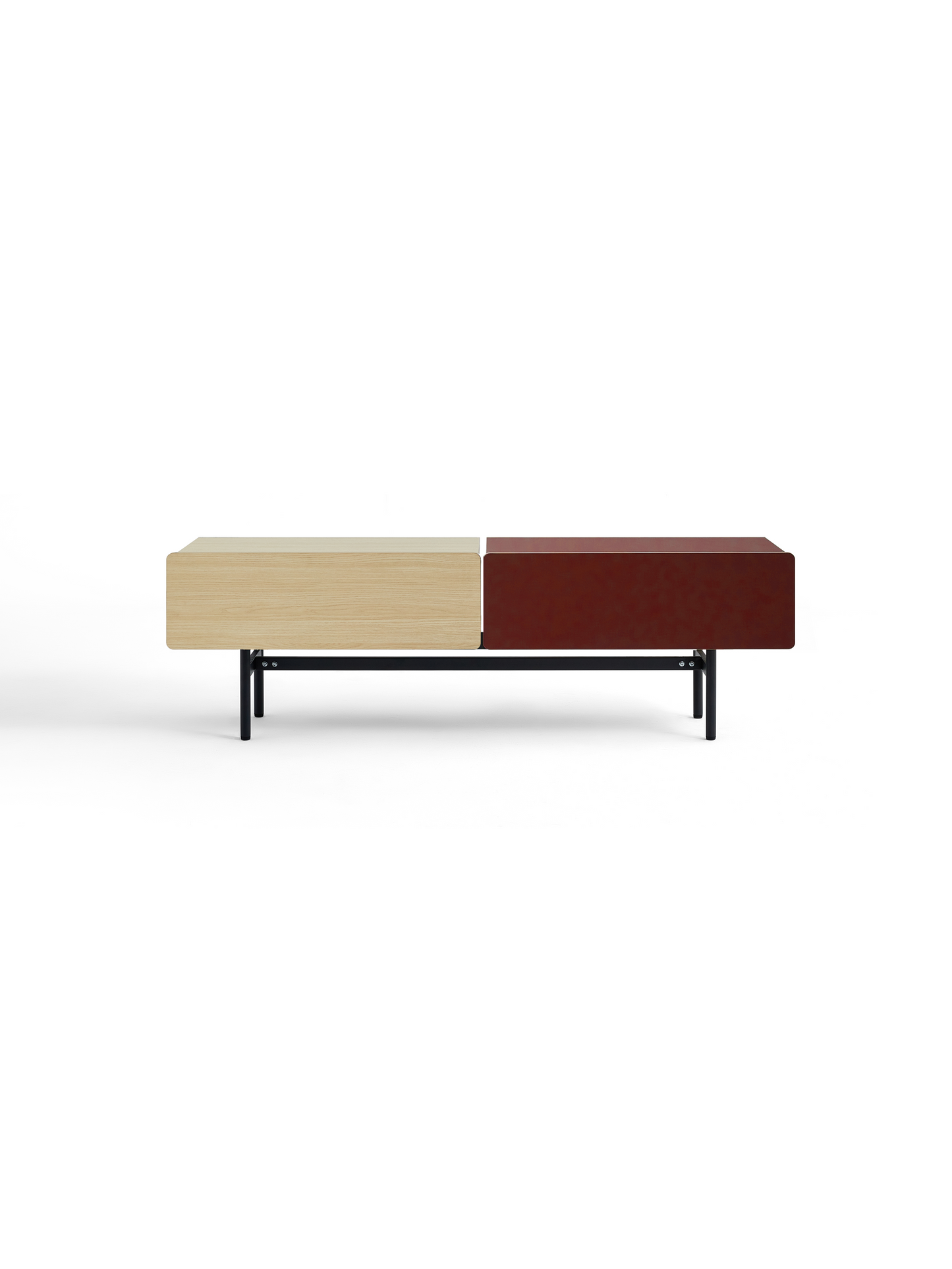 DuoFlat - Sideboard Storage unit - Wine Red / Oak
