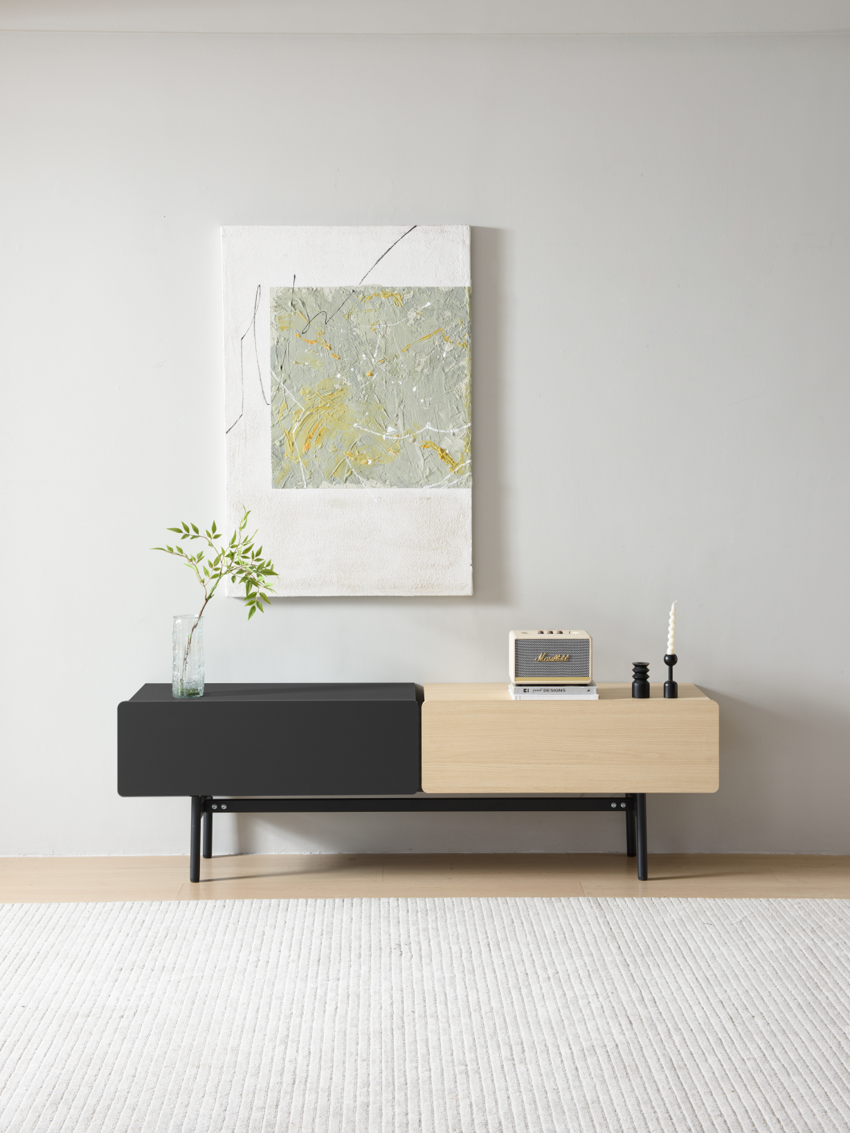 DuoFlat - Sideboard Storage unit - Onyx Black / Oak