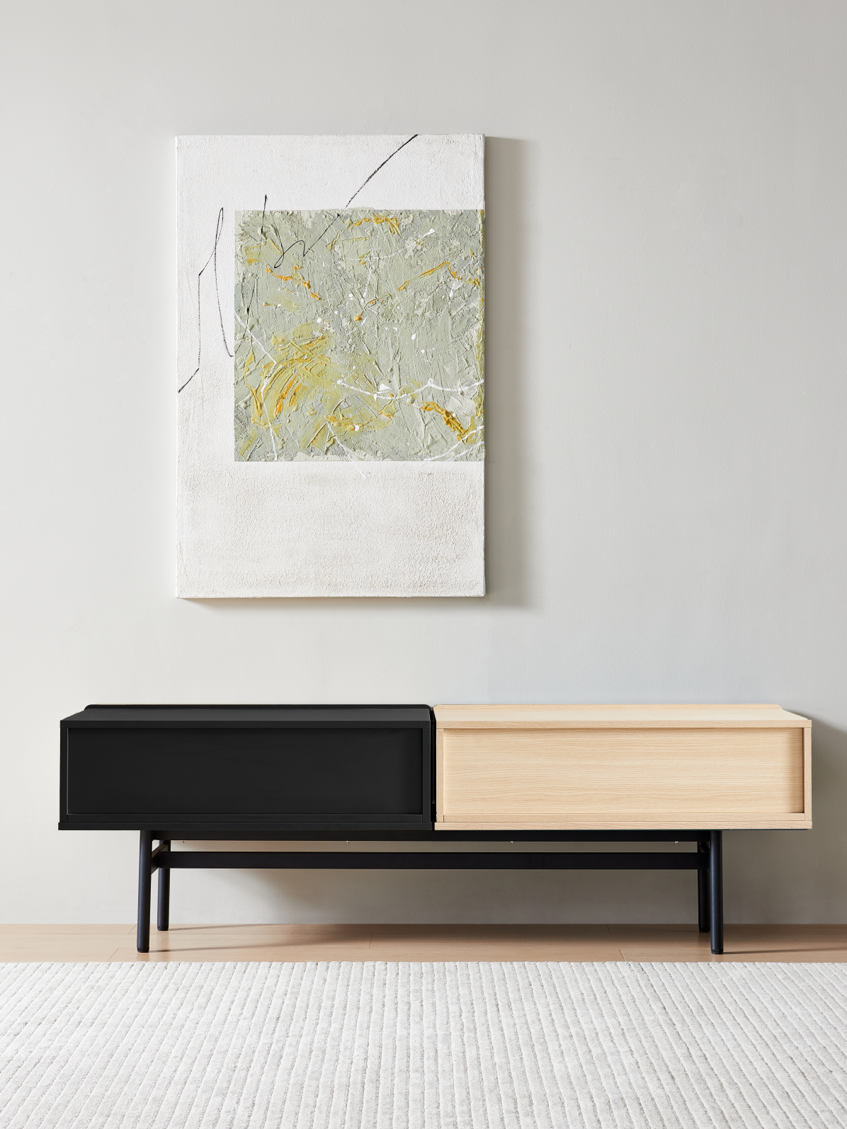 DuoFlat - Sideboard Storage unit - Onyx Black / Oak