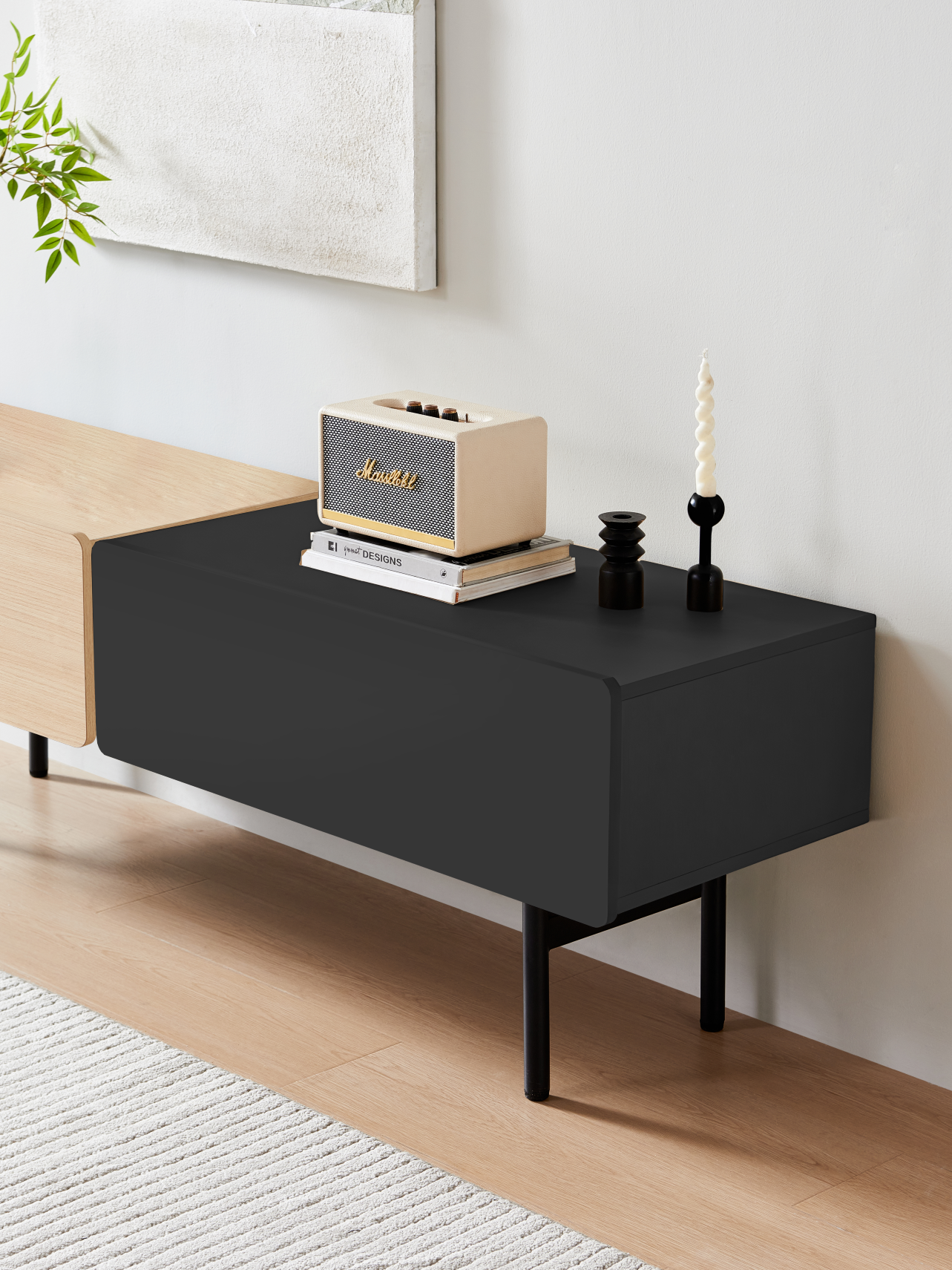 DuoFlat - Sideboard Storage unit - Onyx Black / Oak