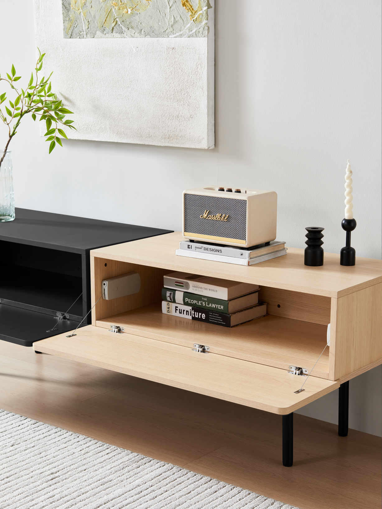 DuoFlat - Sideboard Storage unit - Onyx Black / Oak