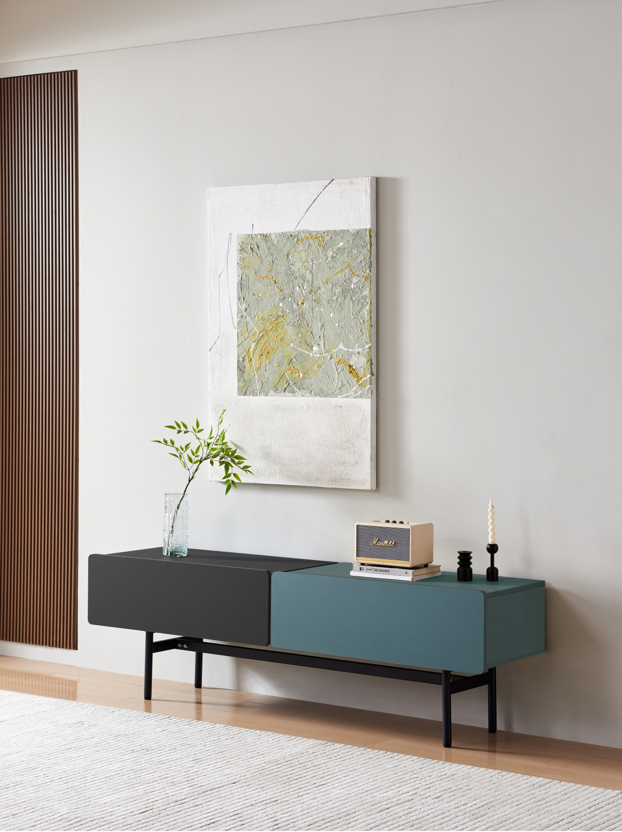 DuoFlat - Sideboard Storage unit - Moss Green / Onyx Black