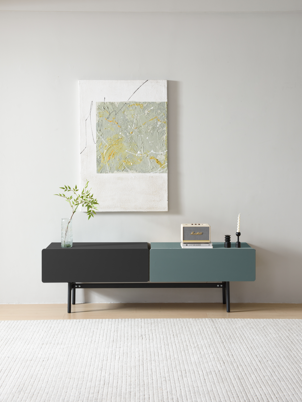 DuoFlat - Sideboard Storage unit - Moss Green / Onyx Black