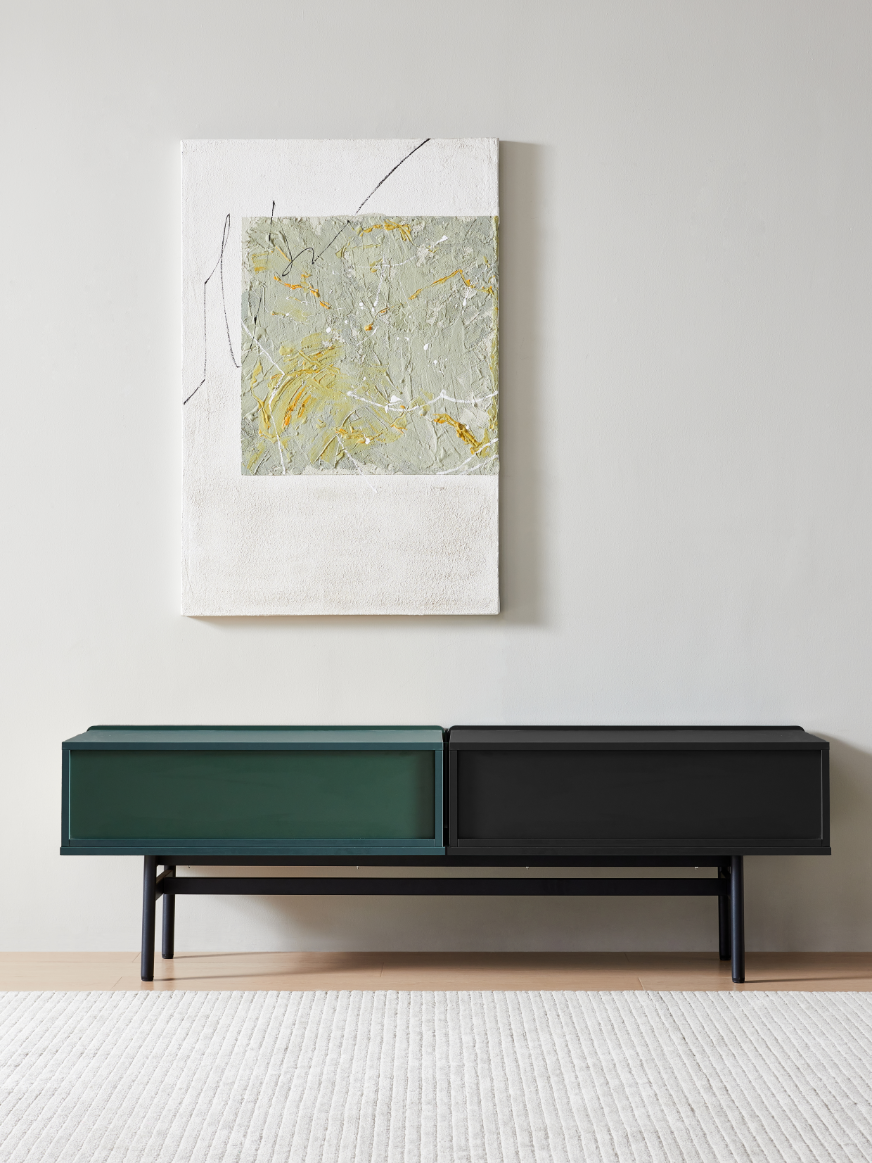 DuoFlat - Sideboard Storage unit - Moss Green / Onyx Black