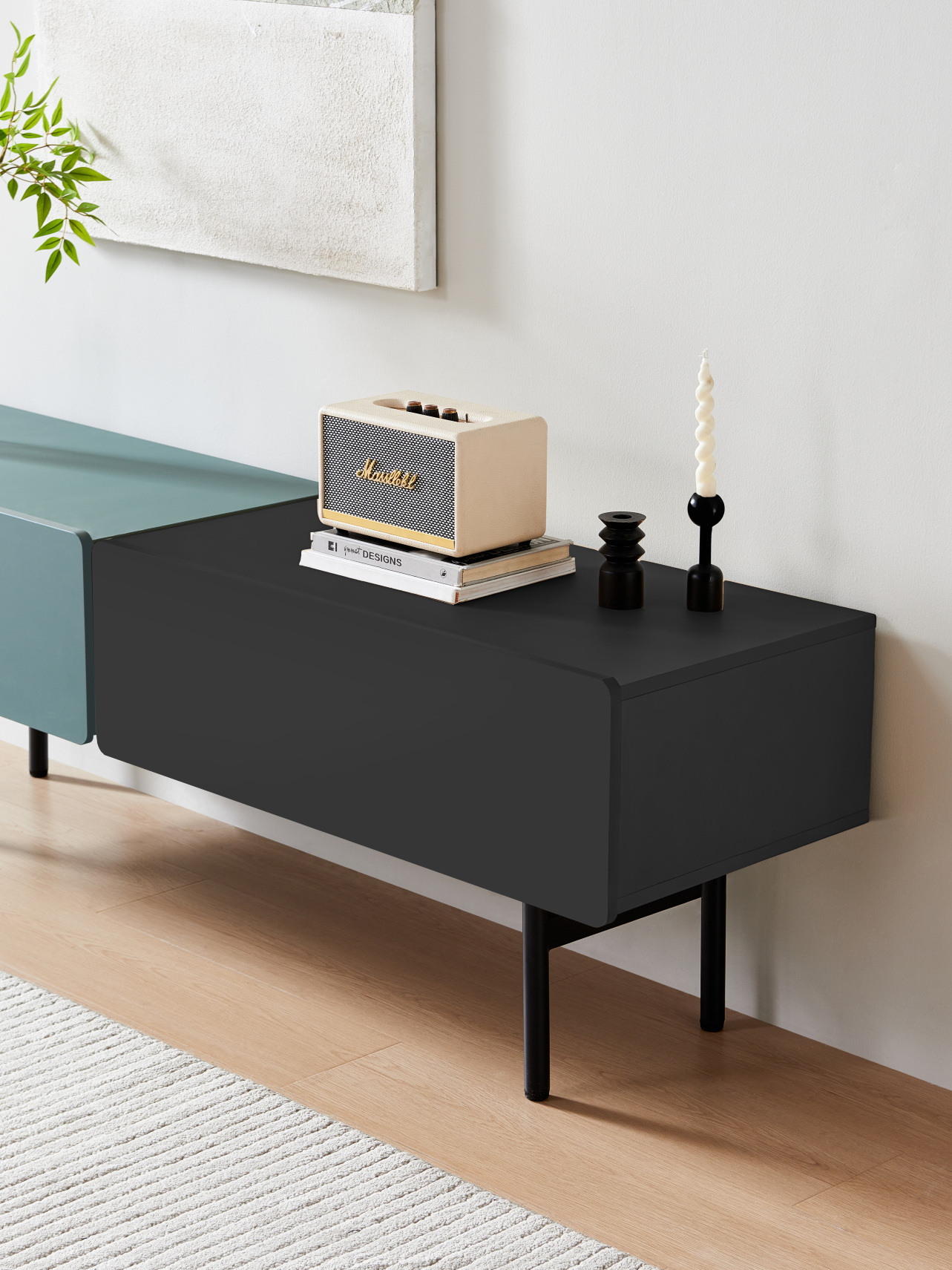 DuoFlat - Sideboard Storage unit - Moss Green / Onyx Black