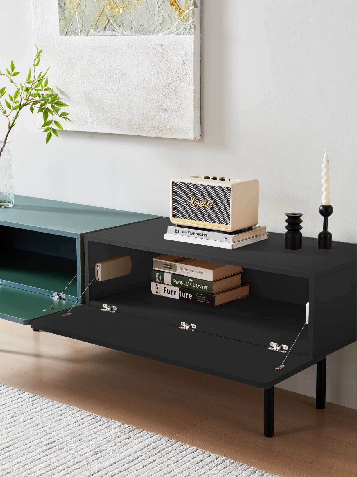 DuoFlat - Sideboard Storage unit - Moss Green / Onyx Black