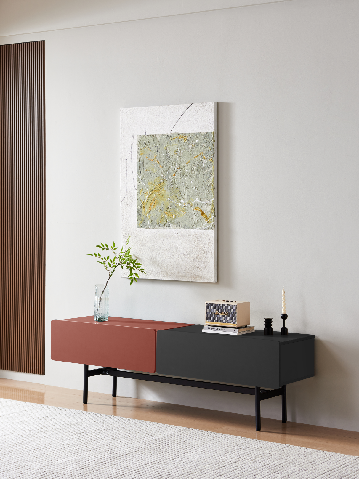 DuoFlat - Sideboard Storage unit - Wine Red / Onyx Black