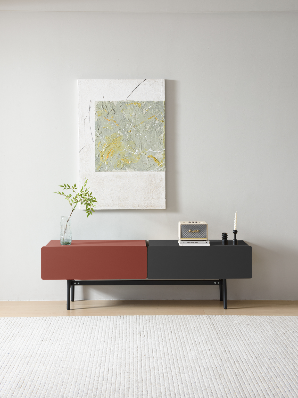 DuoFlat - Sideboard Storage unit - Wine Red / Onyx Black