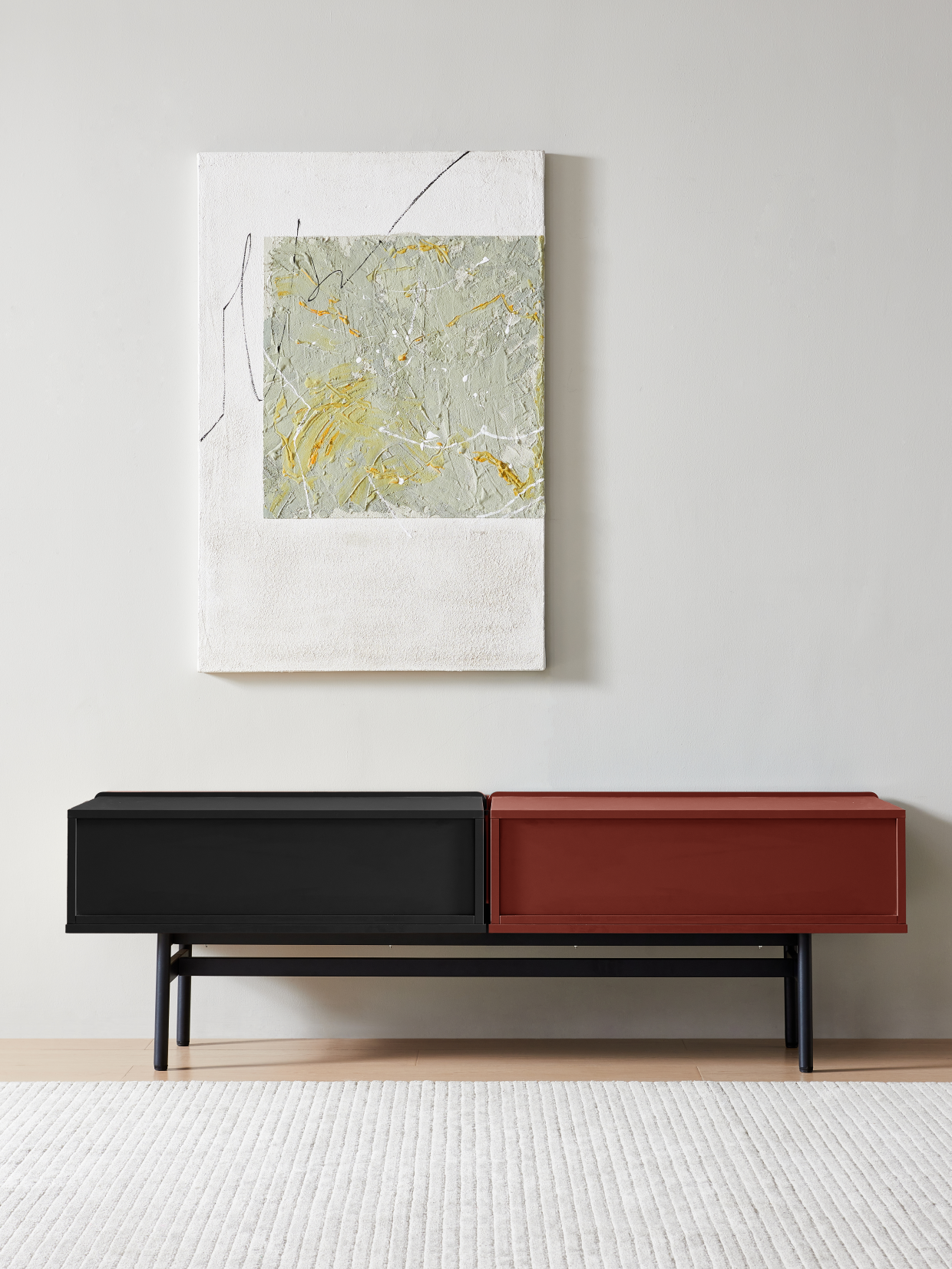 DuoFlat - Sideboard Storage unit - Wine Red / Onyx Black