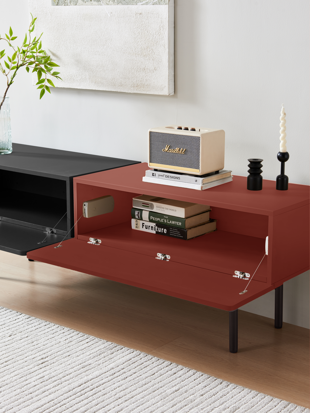 DuoFlat - Sideboard Storage unit - Wine Red / Onyx Black