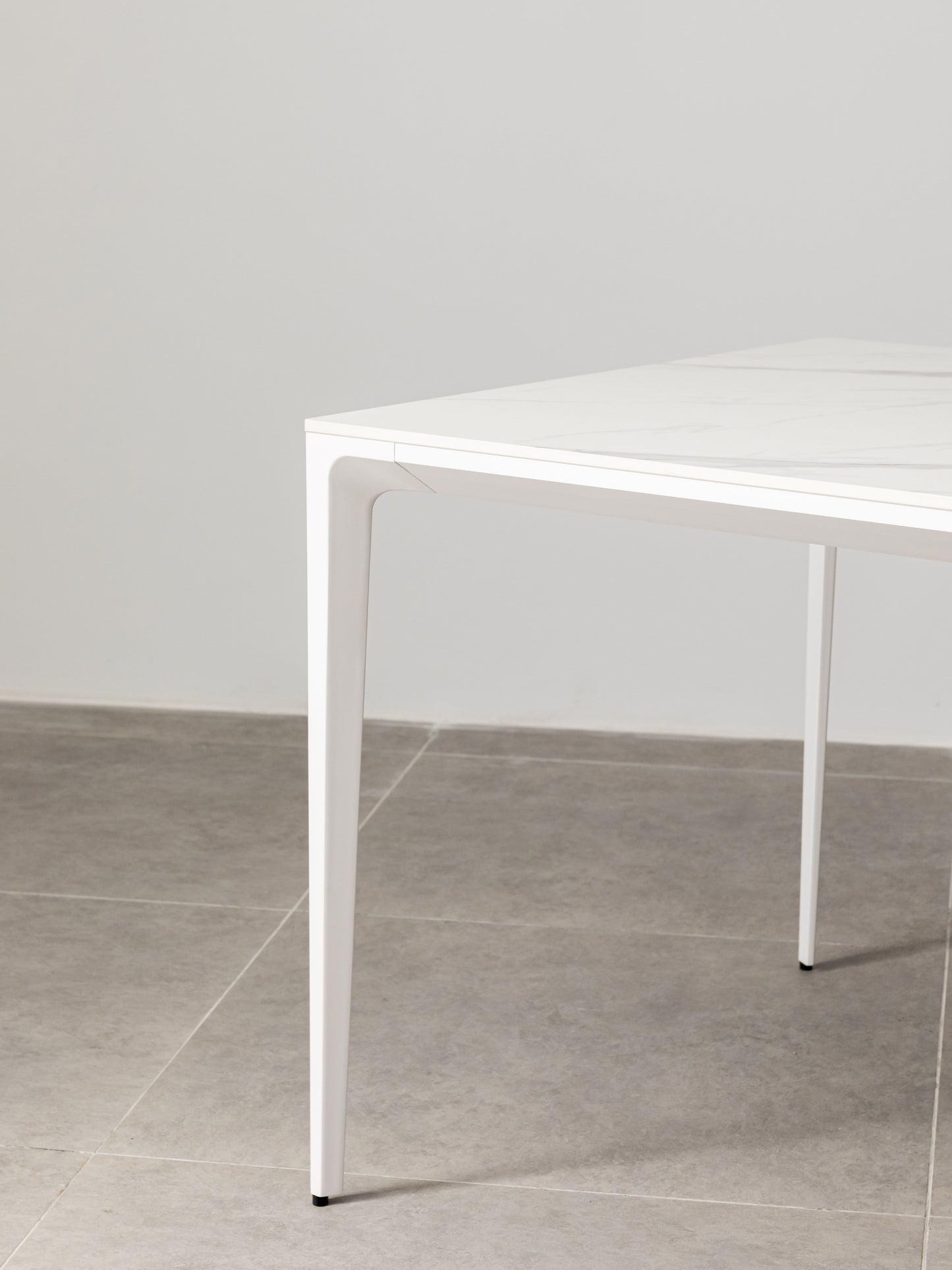 Innovation S - Minimalist Premium Porcelain Console Table / Study Desk - Calacatta / White frame