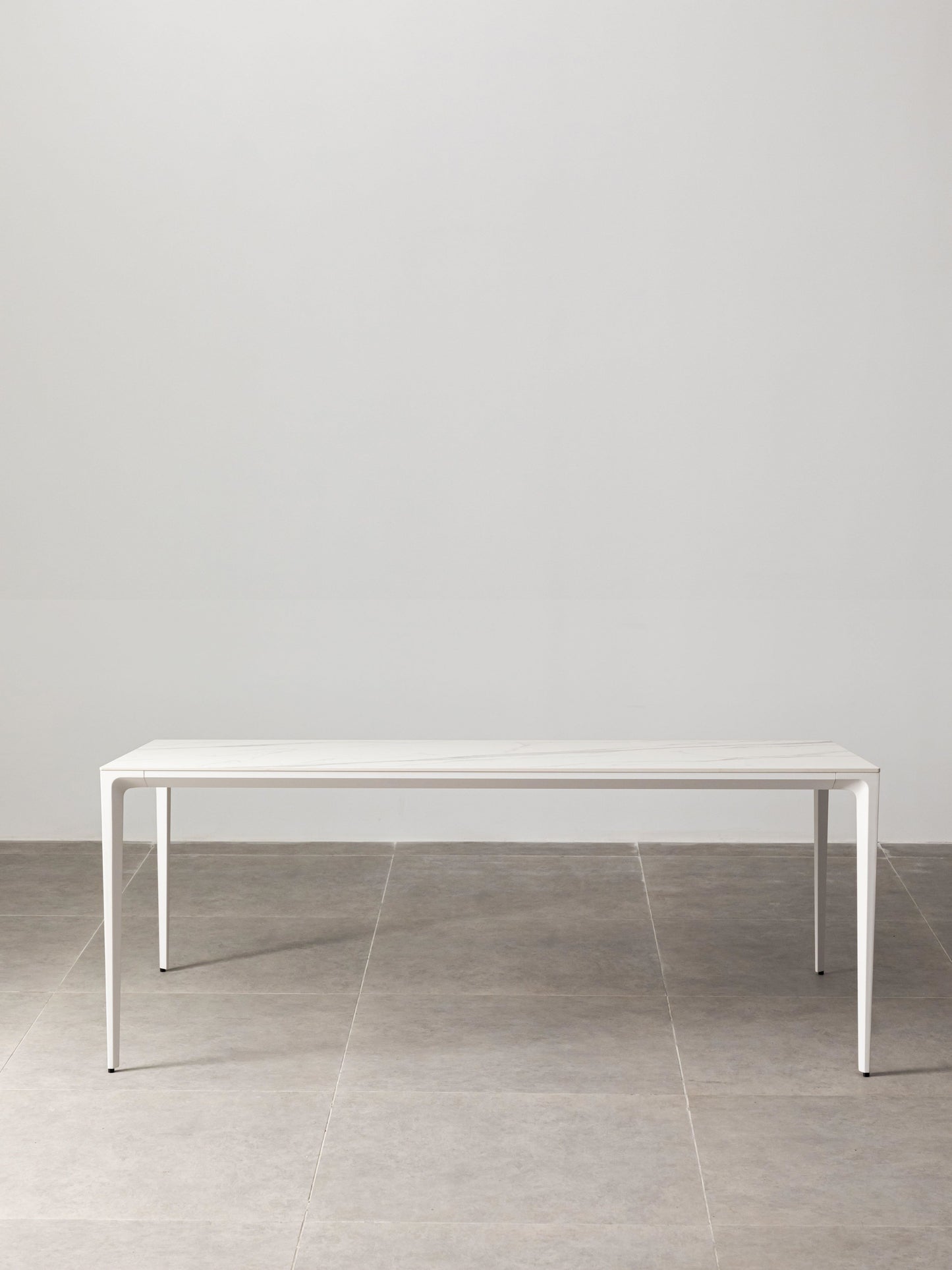 Innovation S - Minimalist Premium Porcelain Console Table / Study Desk - Calacatta / White frame