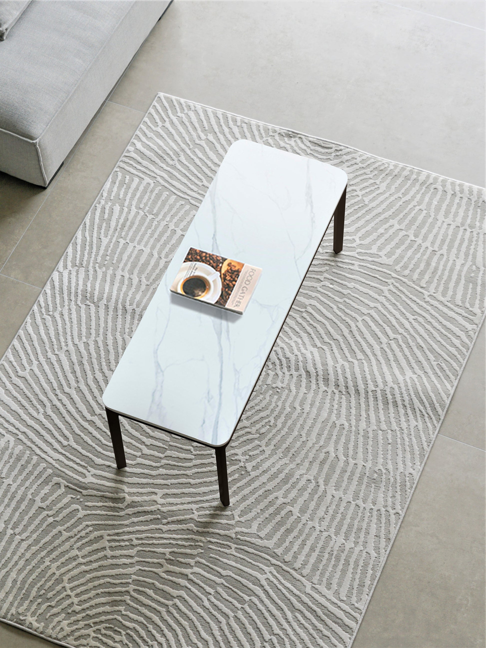 Premium Minimalist Ceramic Coffee Table | Calacatta / Bronze