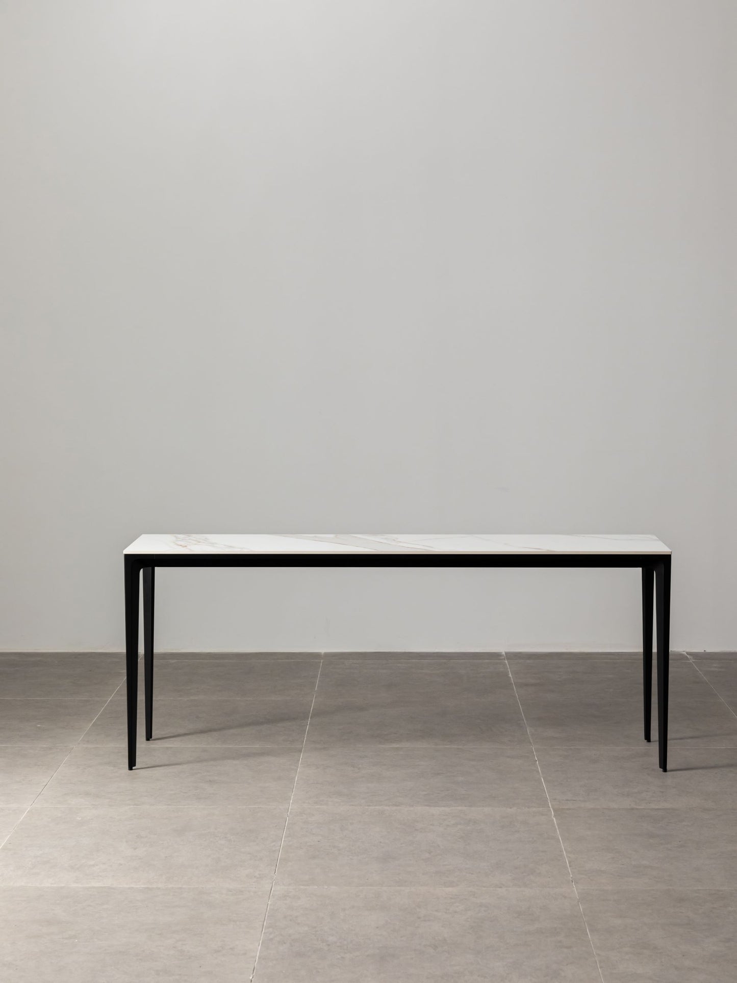 Innovation S - Minimalist Premium Porcelain Console Table / Study Desk - Calacatta Oro / Black frame