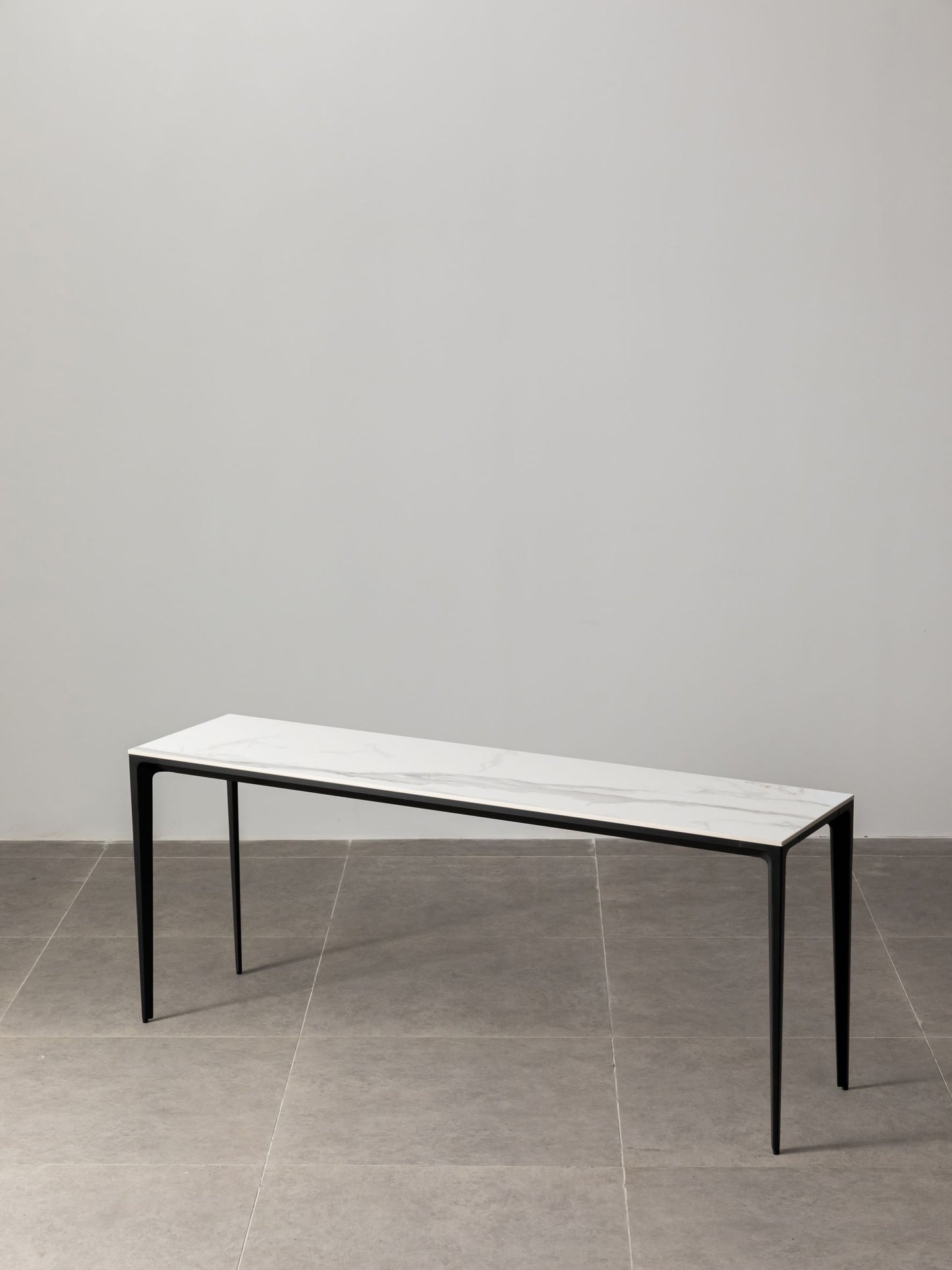 Innovation S - Minimalist Premium Porcelain Console Table / Study Desk - Calacatta / Black frame