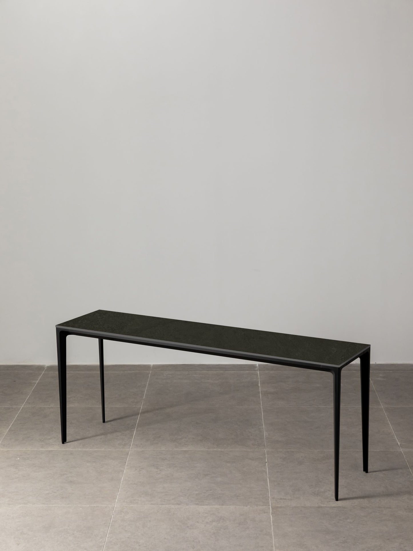 Innovation S - Minimalist Premium Porcelain Console Table / Study Desk - Oxide Black / Black frame