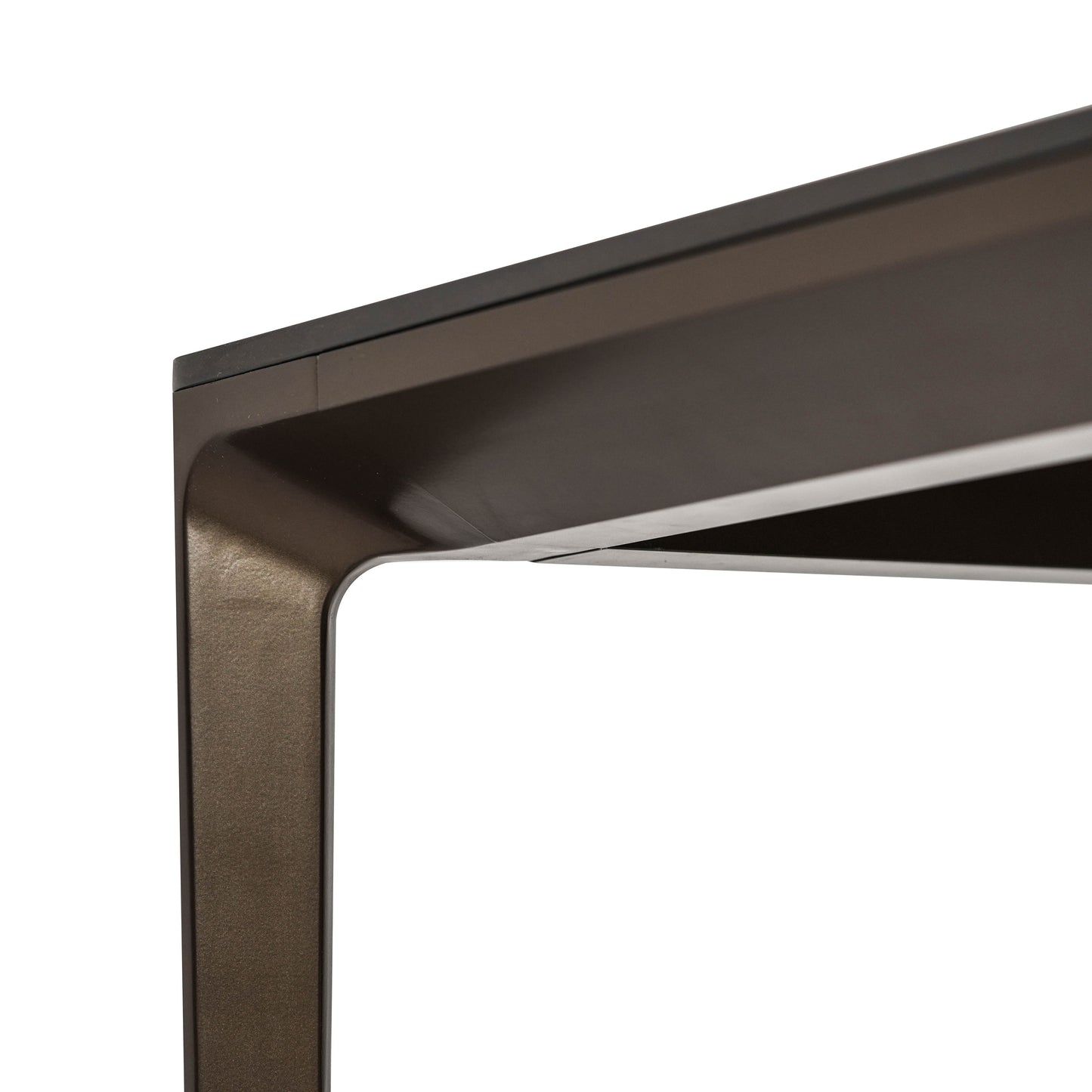 Innovation S - Minimalist Premium Porcelain Dining Table - Black Sandstone / Bronze