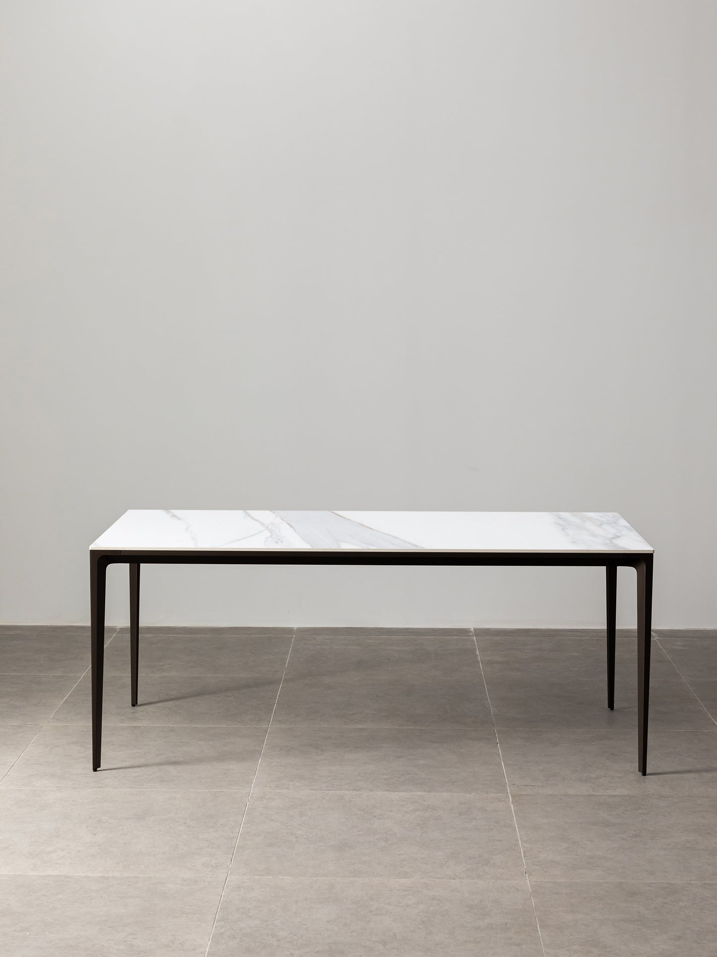 Innovation S - Minimalist Premium Porcelain Dining Table - Calacatta Oro / Bronze