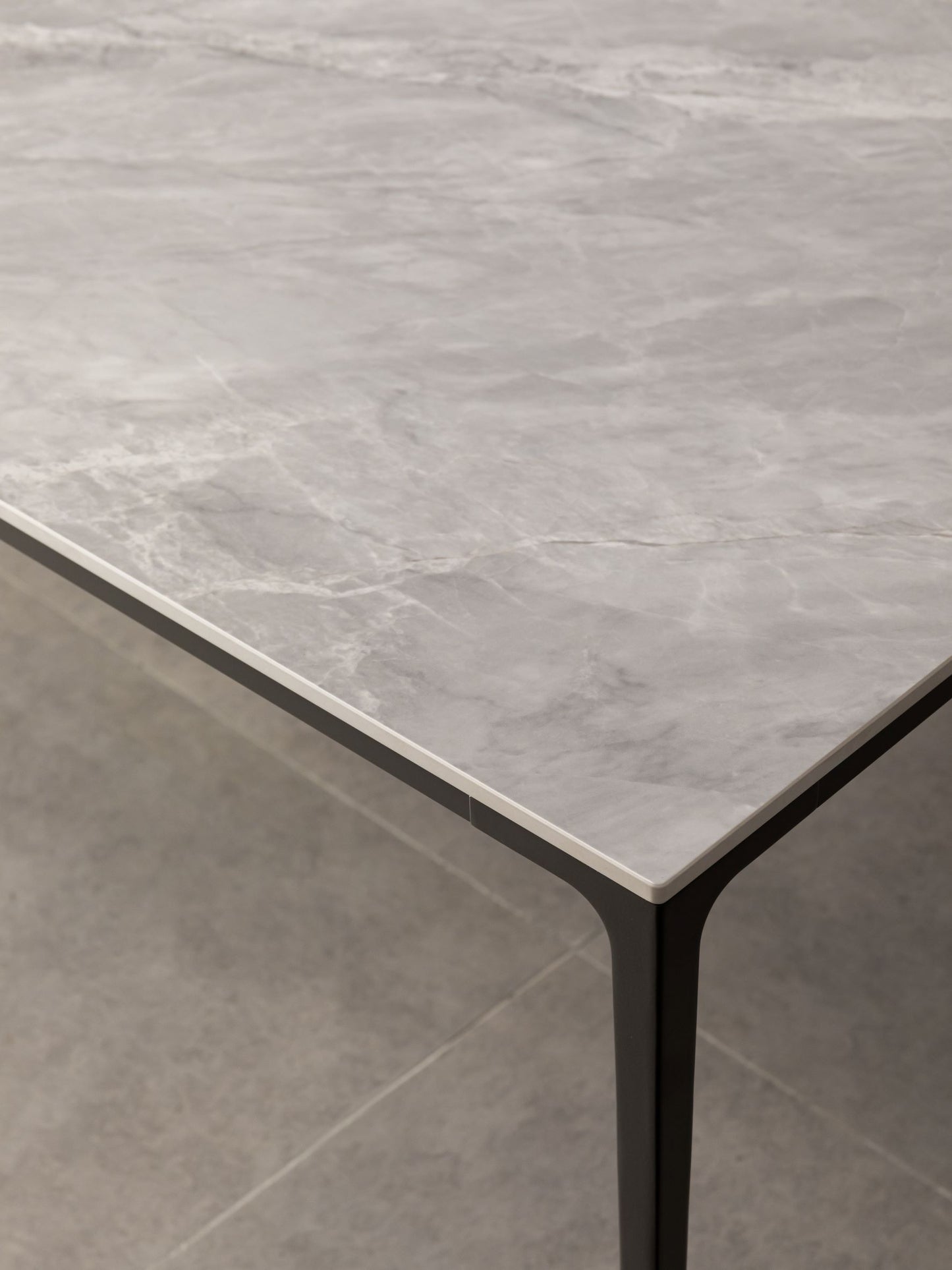 Innovation S - Minimalist Premium Porcelain Dining Table - Sicily Grey / Iron Grey