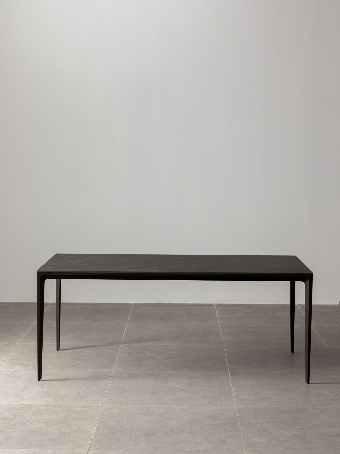 Innovation S - Minimalist Premium Porcelain Dining Table - Black Sandstone / Bronze