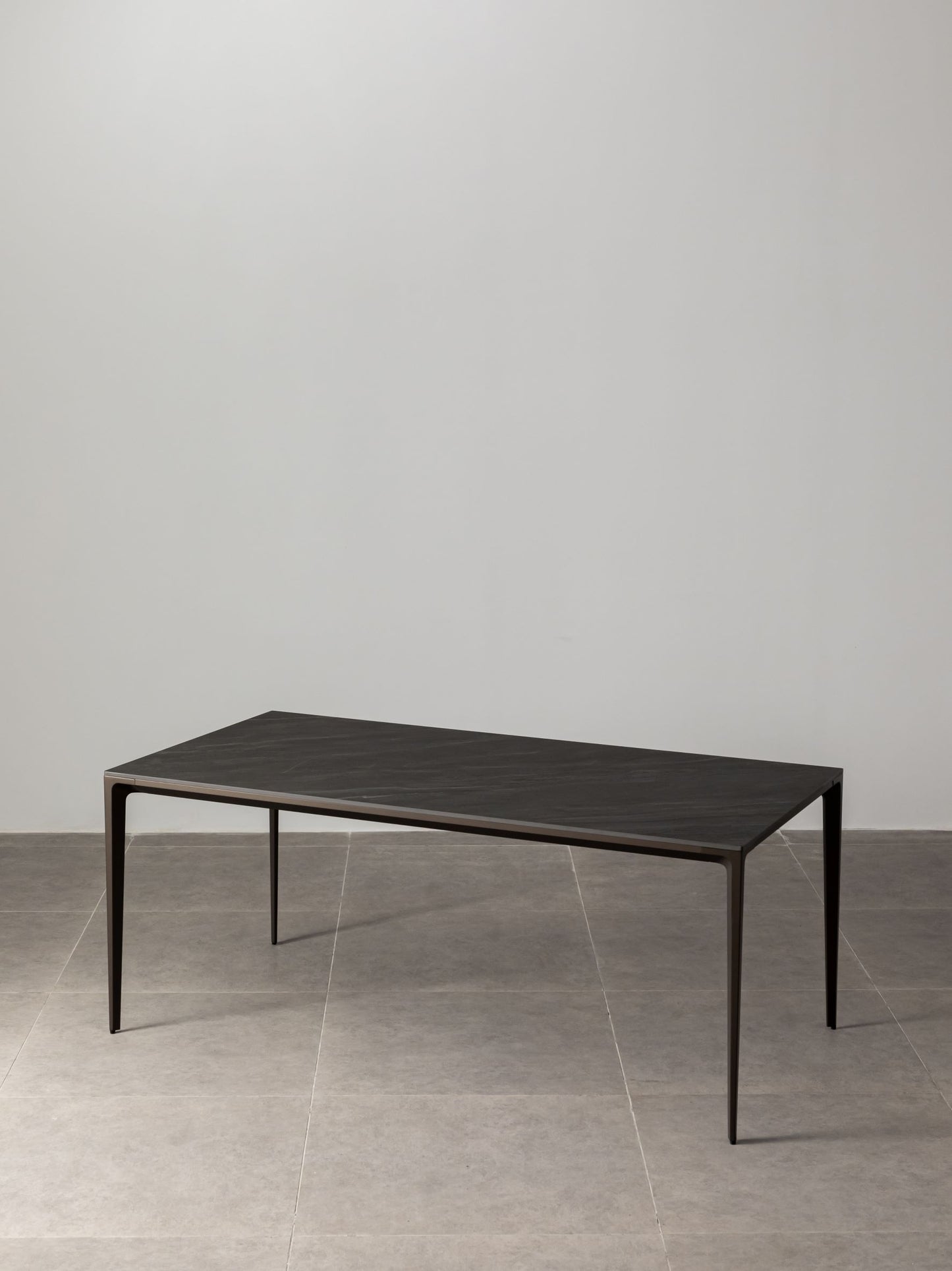 Innovation S - Minimalist Premium Porcelain Dining Table - Black Sandstone / Bronze