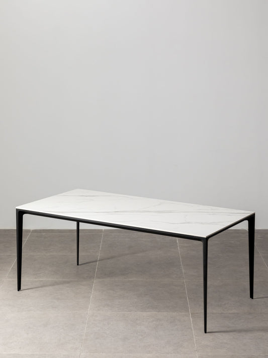 Innovation S - Minimalist Premium Porcelain Dining Table - Calacatta / Black