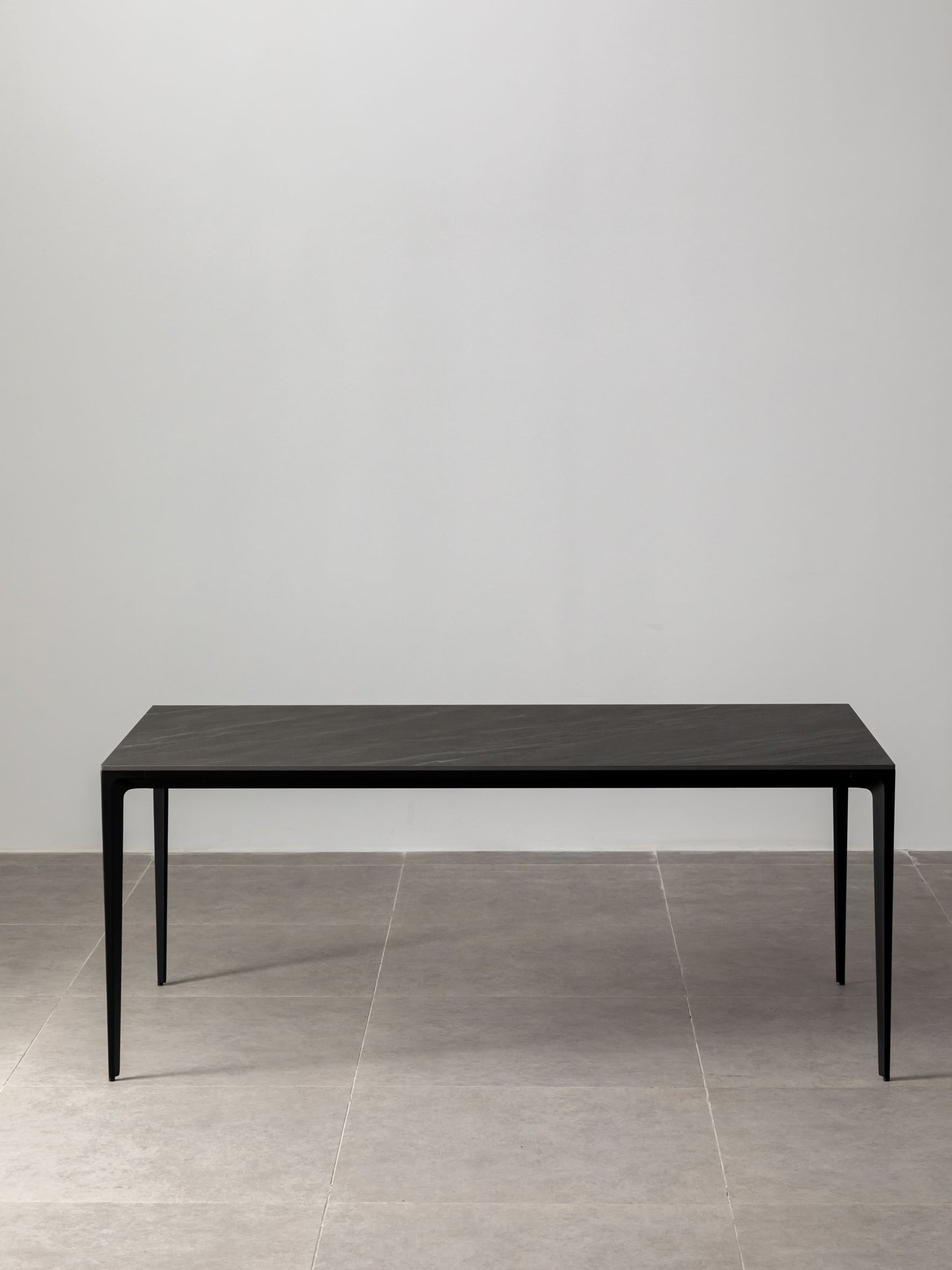 Innovation S - Minimalist Premium Porcelain Dining Table - Black Sandstone / Black