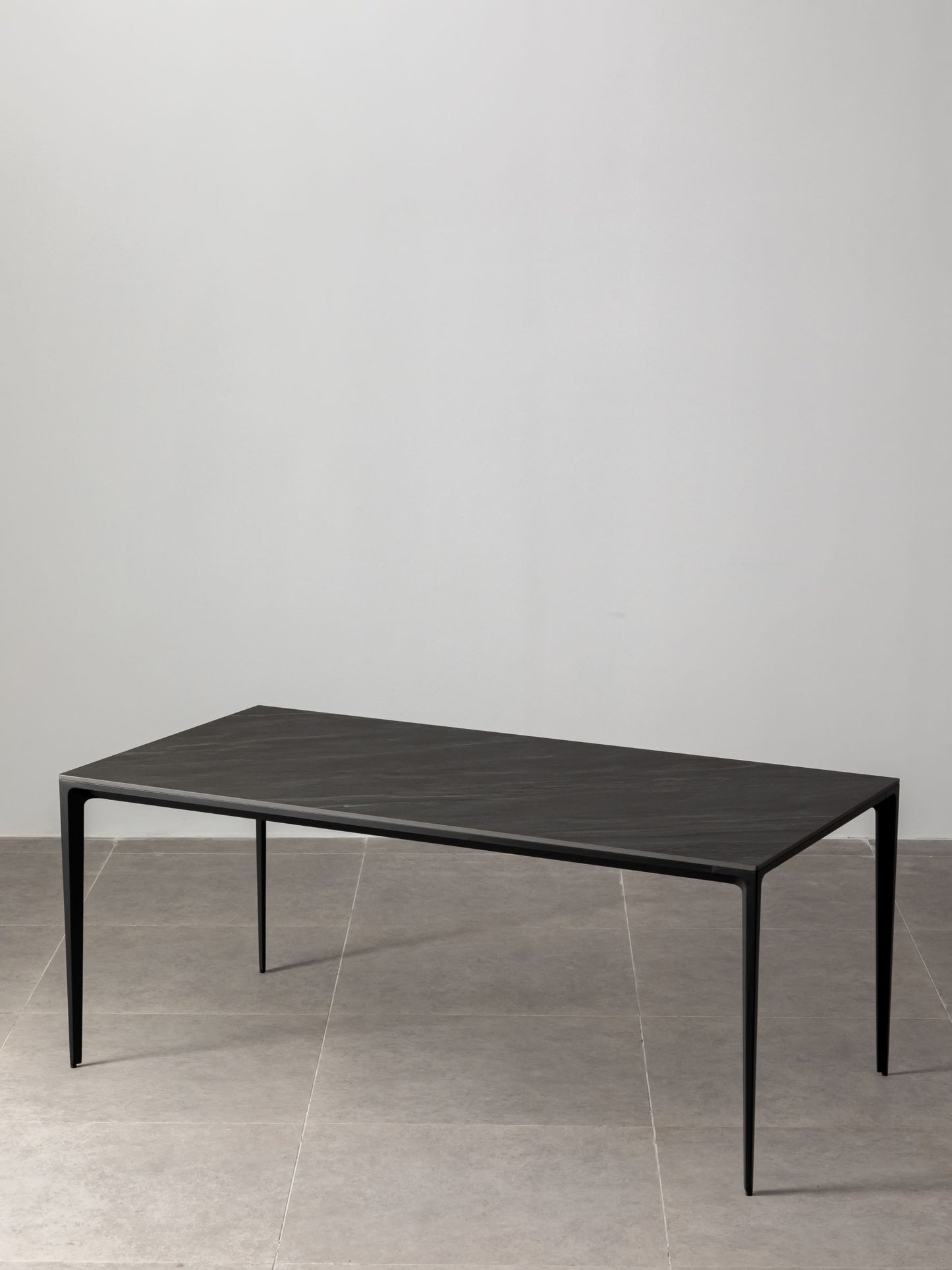 Innovation S - Minimalist Premium Porcelain Dining Table - Black Sandstone / Black