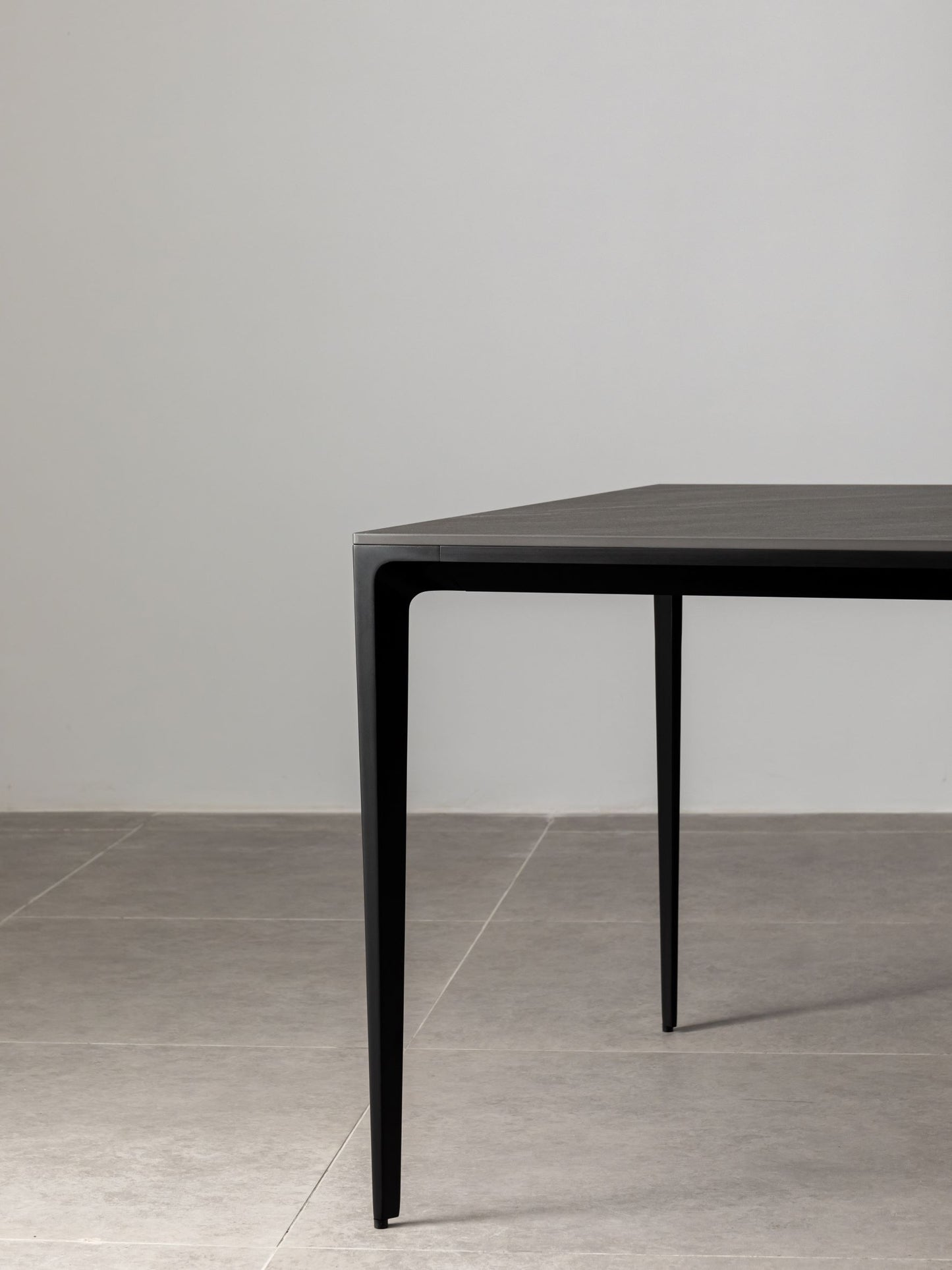 Innovation S - Minimalist Premium Porcelain Dining Table - Black Sandstone / Black